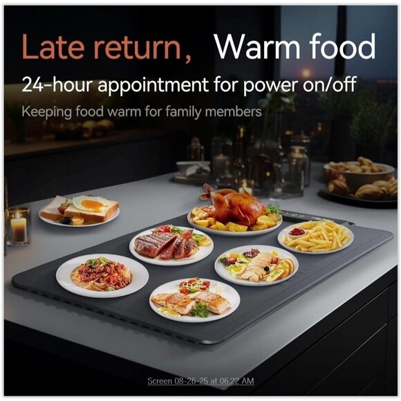 Portable Electric Silicone Food Warming Mat with Child safety Lock, Color Blue - Picture 7 of 16